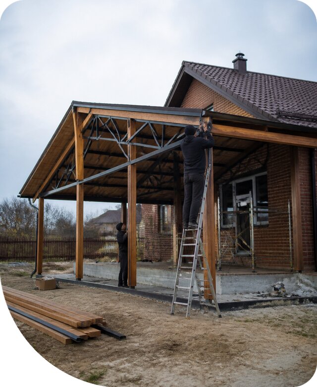 Пристройка навеса к дому и участку в Лыткарине под ключ