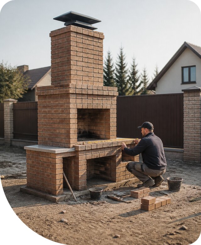 Изготовление и монтаж печи барбекю для участка в Лыткарине под ключ